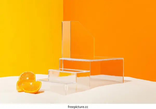 Modern Geometric Display with Fresh Oranges