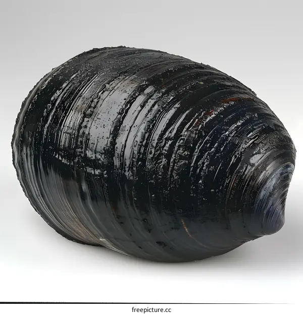 Black Mussel Shell on White Background