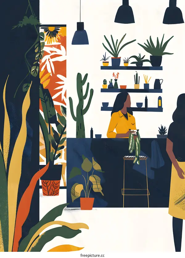 Two Women in a Plant Filled Interior