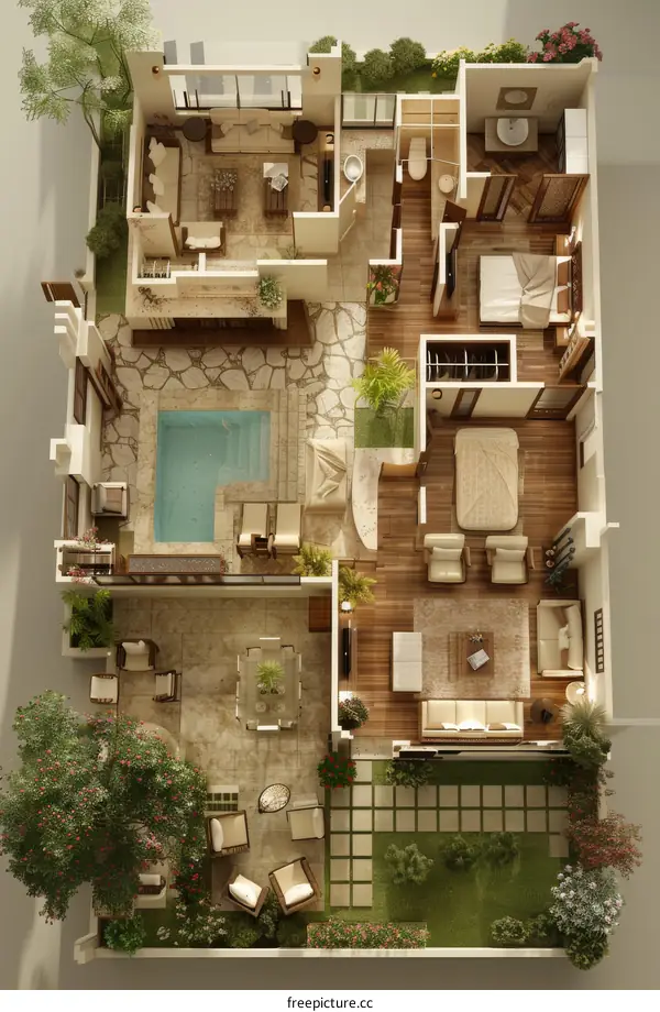 Modern House Floor Plan Design Illustration