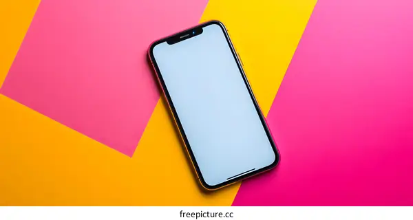 Smartphone Mockup on Yellow and Pink Background