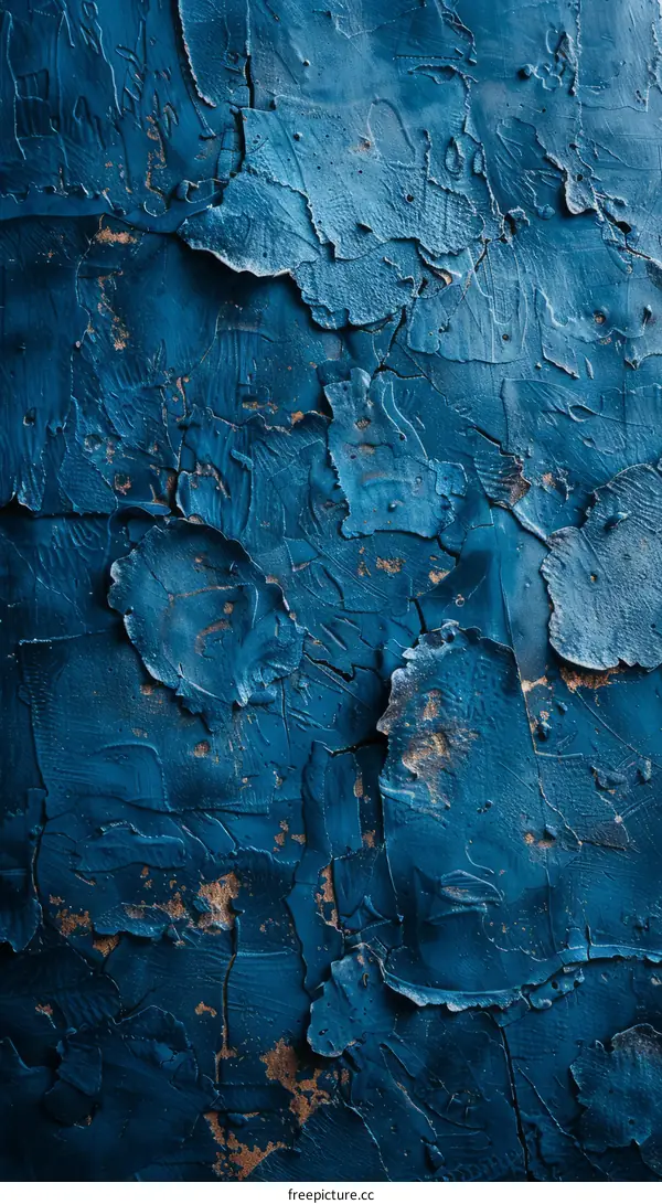 Blue grunge texture with cracks and peeling paint