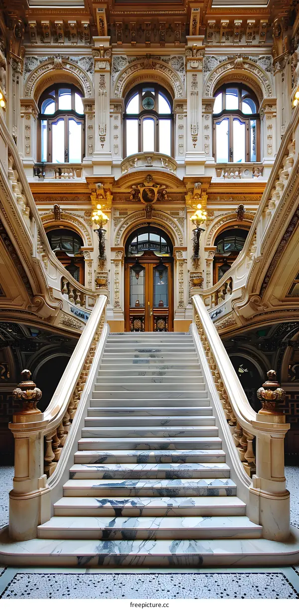 Grand Staircase in Ornate Building