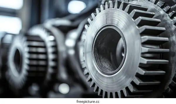 Industrial Gears Close-up Mechanical Detail