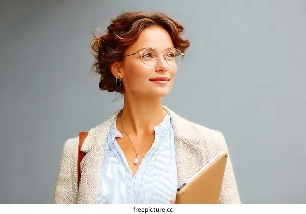 Confident Business Woman with Digital Tablet