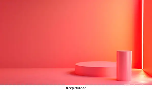 Abstract Minimalist Pink Background with Cylindrical Pedestals