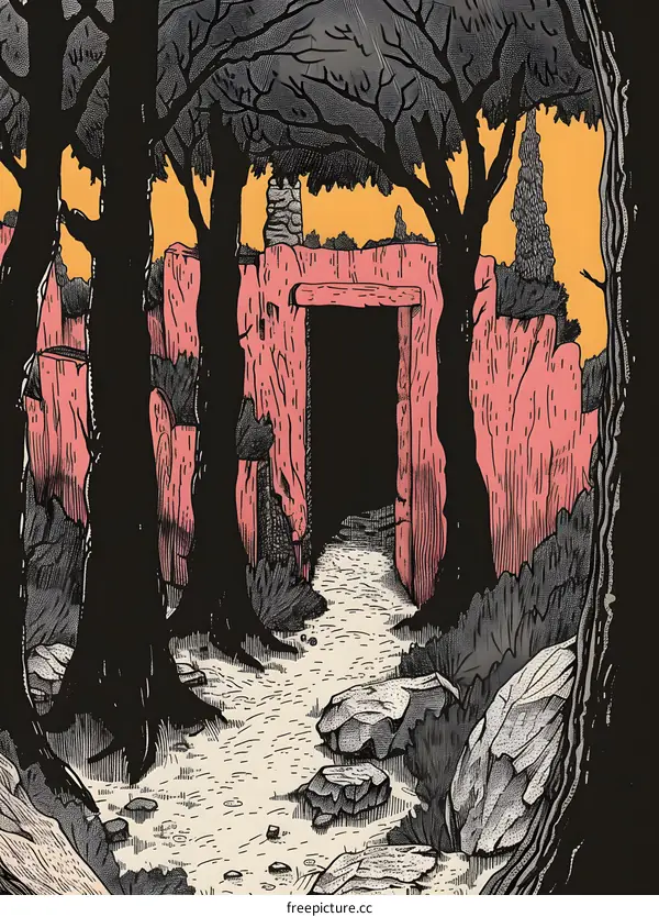 Forest Path to Hidden Doorway