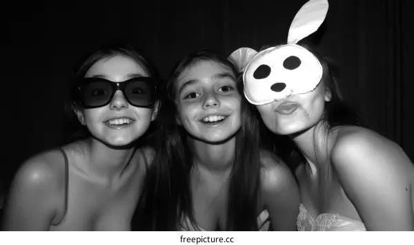 Three Teenage Girls Dressed in Party Costumes