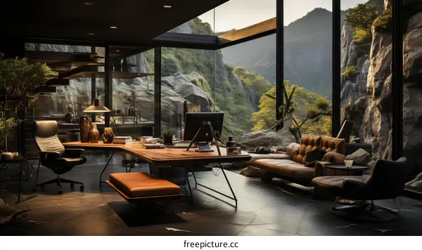 Modern Home Office with Panoramic Mountain Views