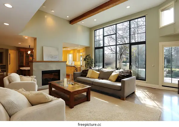 Modern Living Room with Large Windows