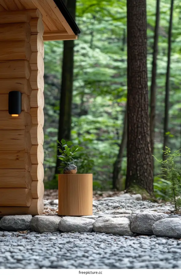 Wooden Planter in a Forest Setting