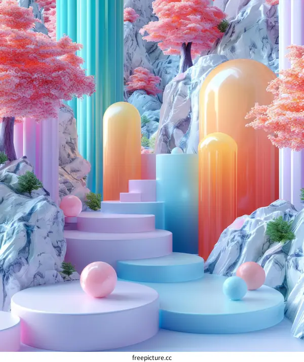 Pastel Dreamland Abstract Scene