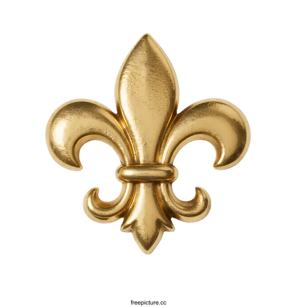 [Transparent Background PNG]Golden Fleur de Lis Symbol with Ornate Design and Classic Appeal