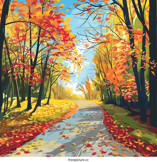 Autumn Path In Colorful Forest