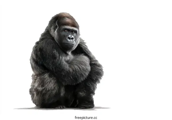 Gorilla Portrait on White Background