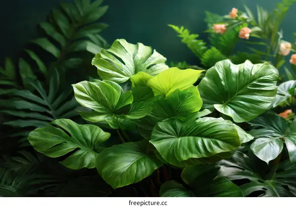 Tropical Green Plants Close-up Background
