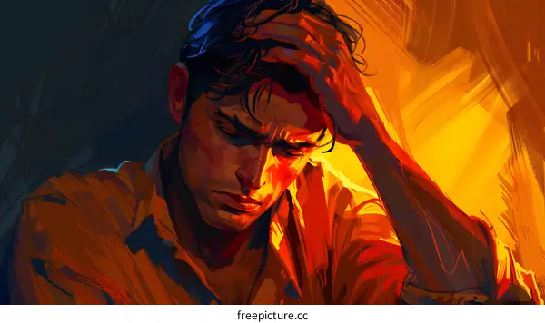 man holding his head in pain