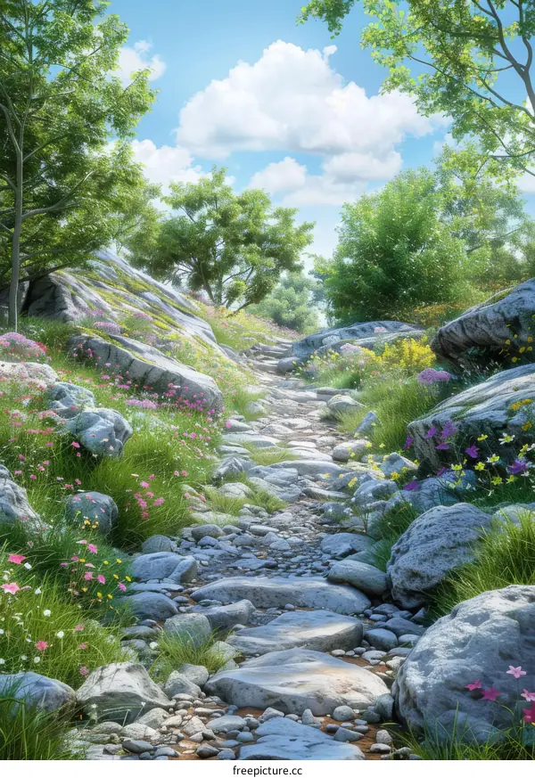 Sun-Kissed Forest Path Leads to Tranquility