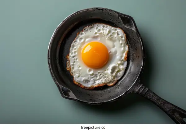 Fried egg in a cast iron skillet