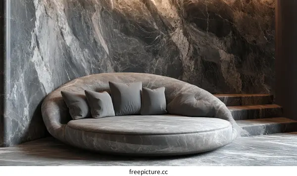Modern Circular Sofa in a Stylish Marble Interior