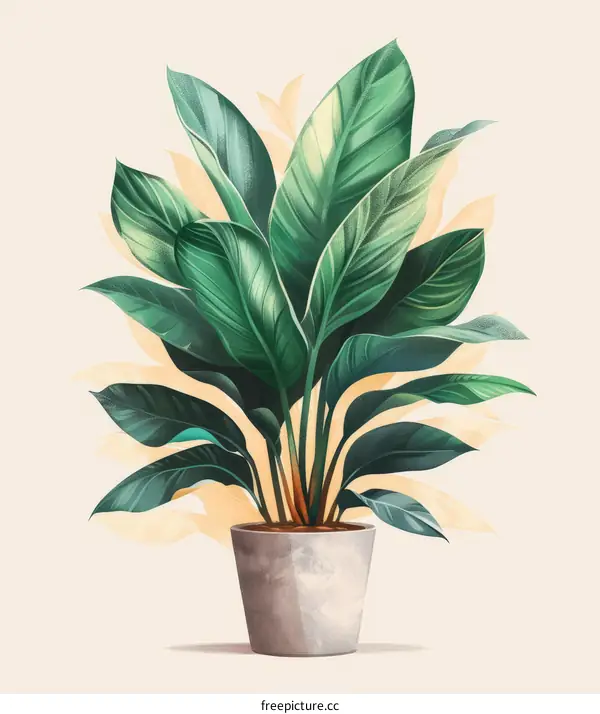 Vibrant Houseplant with Lush Green Leaves in a White Pot