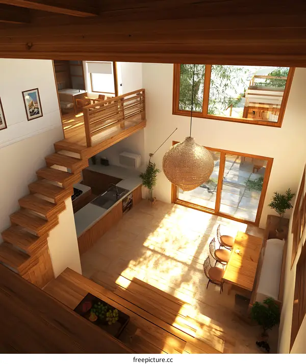 Modern Minimalist Home Interior Design with Wooden Beams and Natural Light