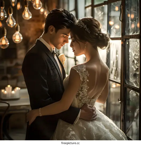 A couple is getting married in a church.