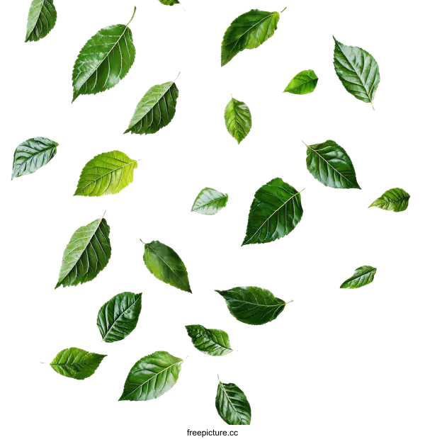 [Transparent Background PNG]Falling Green Leaves Background Image