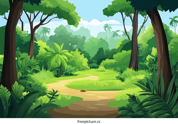 Green Jungle Path Illustration