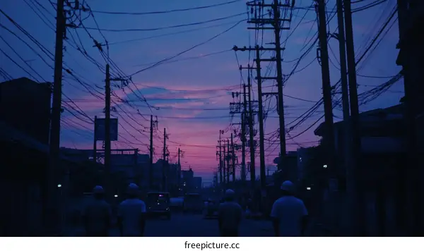 Twilight Street Scene in a City