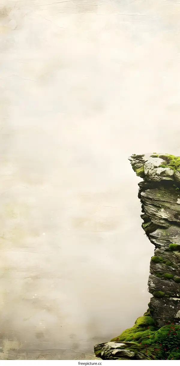 Rocky Cliff with Foggy Background