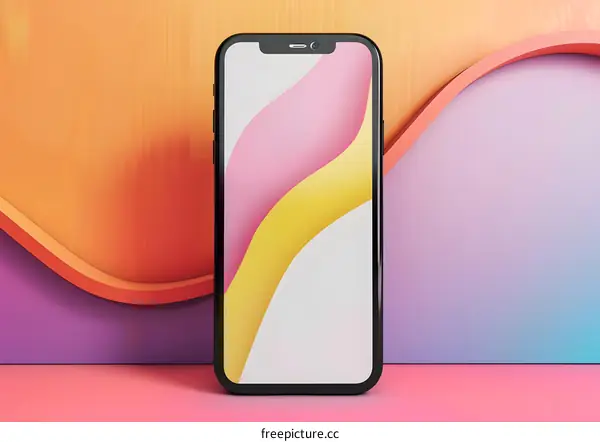 Smartphone Mockup with Colorful Background