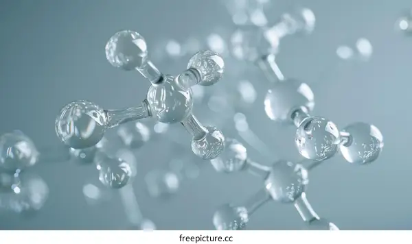 Glass molecular structure on a blue background
