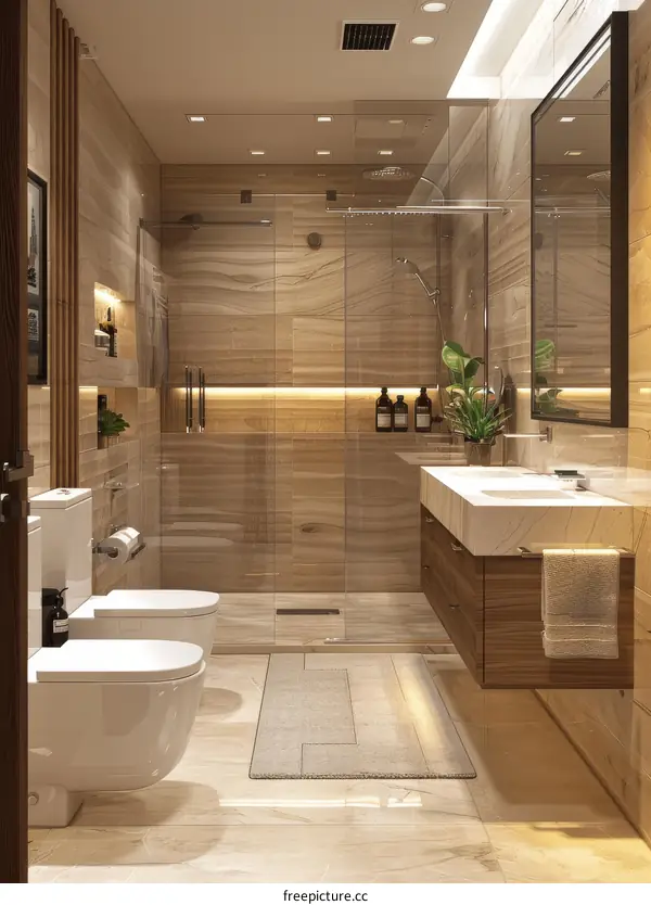 Modern Luxury Bathroom Design with Natural Stone