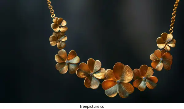 Exquisite gold and diamond flower necklace