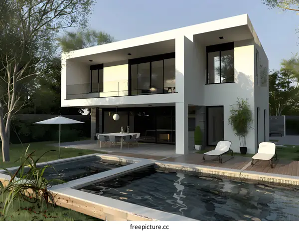 Modern House with Pool and Patio