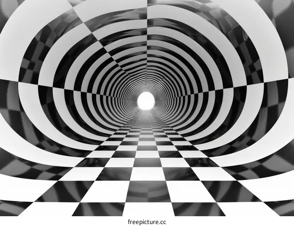 Black and white checkered tunnel