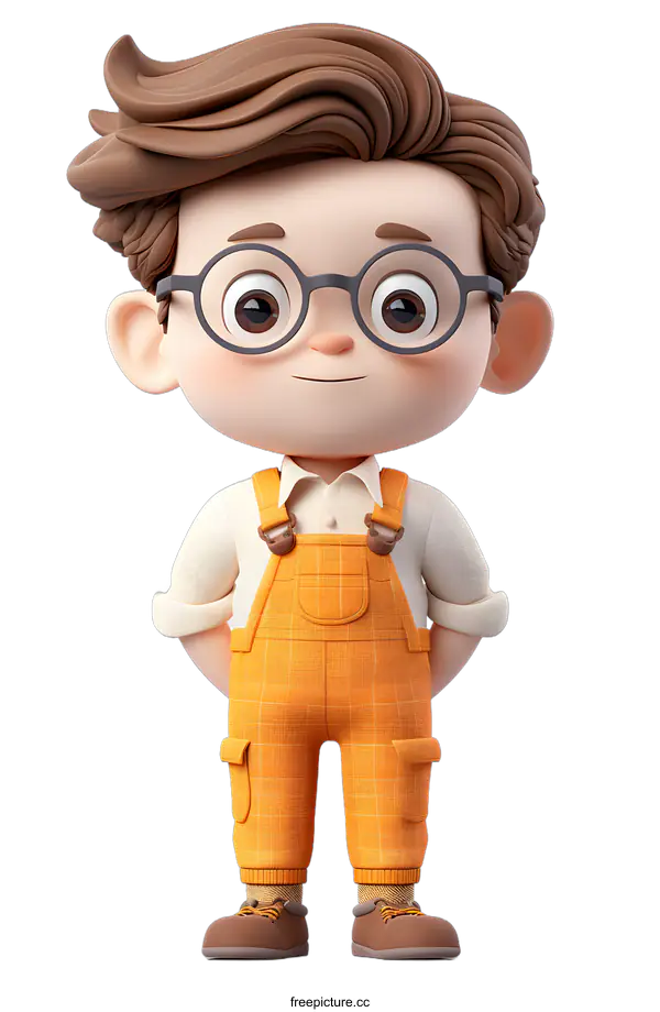 [Transparent Background PNG]3D rendering of a cute cartoon boy