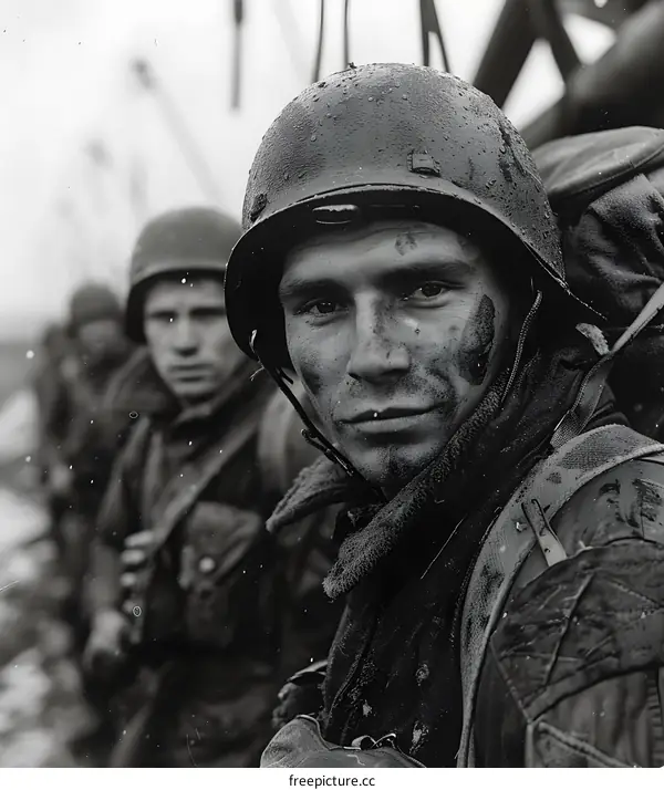 American soldiers landing on Omaha Beach during D-Day