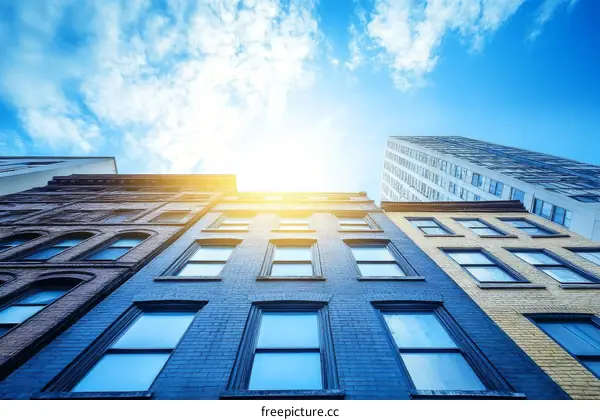 Skyward View of Urban Buildings