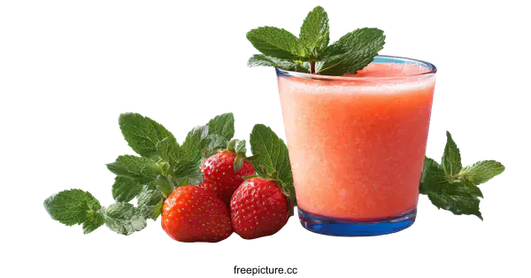 [Transparent Background PNG]Strawberry Mint Smoothie Refreshment Drink