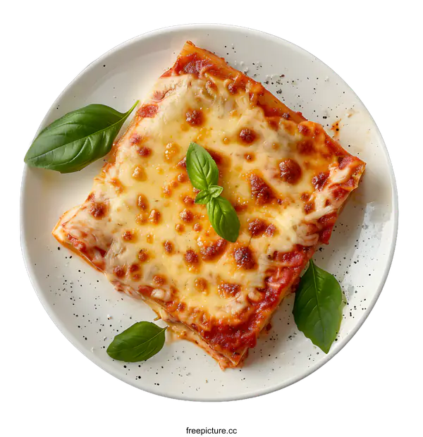[Transparent Background PNG]lasagna with basil leaves