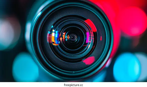 Closeup of a Colorful Camera Lens