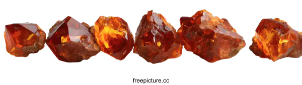 [Transparent Background PNG]Raw Orange Gems Collection on White Background
