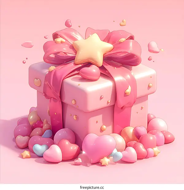 Cute Pink Gift Box Illustration