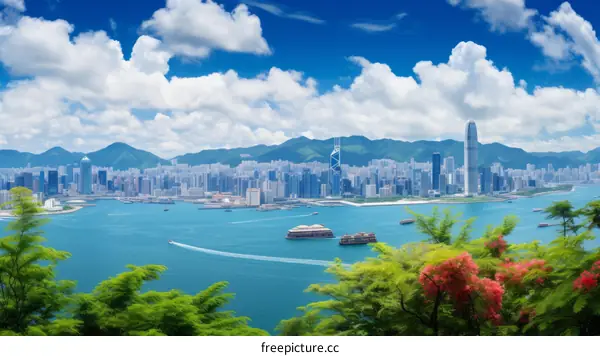 Hong Kong cityscape with Victoria Harbour and skyscrapers