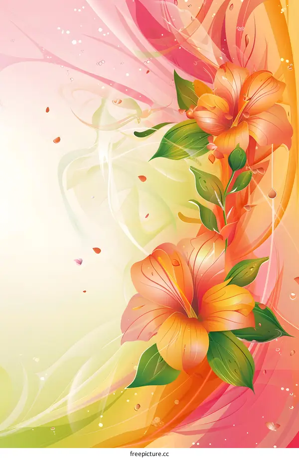 Floral Background with Orange Hibiscus