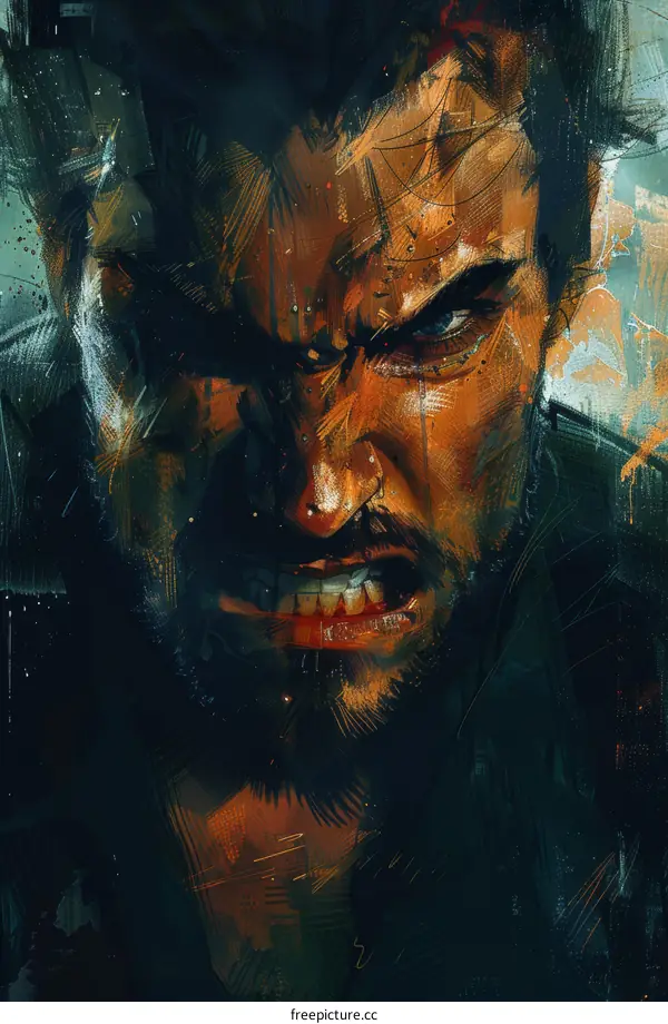 Furious Man with Glowing Eyes