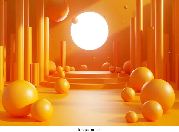 Abstract Orange Geometric Scene Design