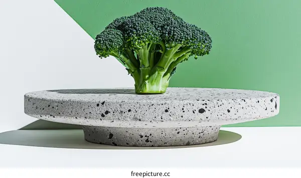Modern Grey Stone Serving Tray with Broccoli